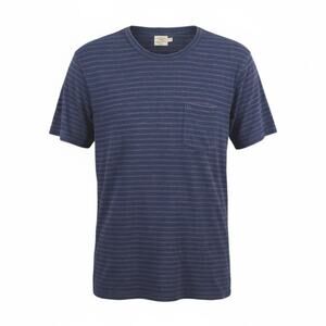 Faherty Men's Short Sleeve Indigo Pocket Tee Striped Blue Size Large